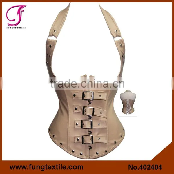 402602 Sexy Woman Black Leather Halt Steampunk Corset photo-4