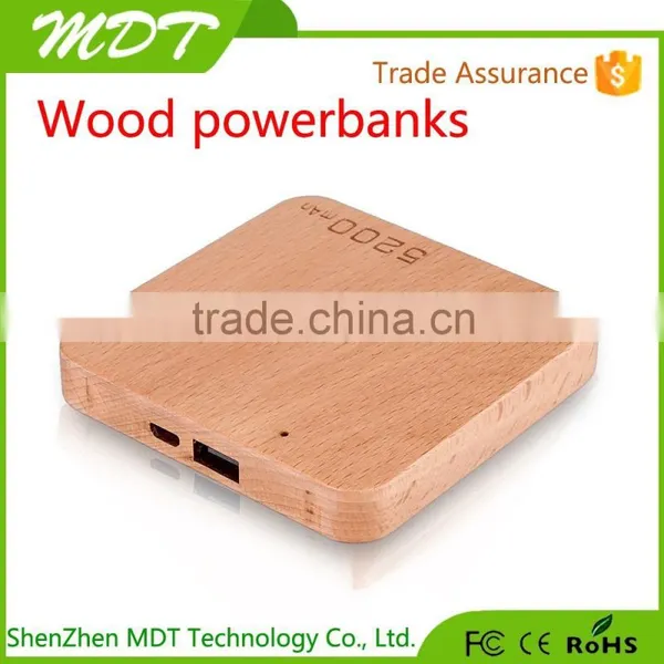 Tablet Phone E-charge Battery Backup Dual USB Ports 5200mAh Portable Mobile Wood Power Bank 5200mah , Gift Order Available photo-2