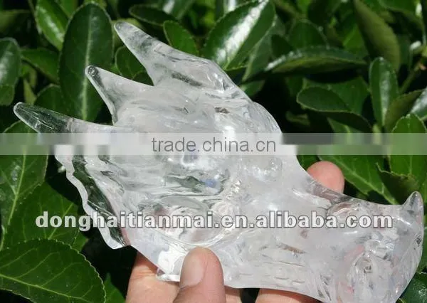 Wholesale Large Size Water-Clear Natural Crystal Carving Dragon Skull photo-2
