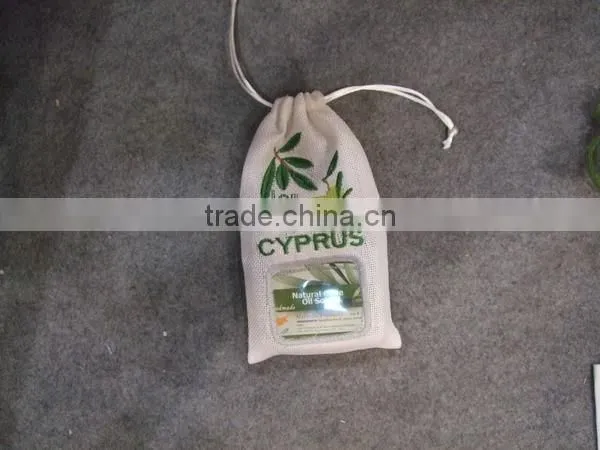 Linen Pouch Soap Bag/tourist Souvenir With Olive Embroidery With Drawstring photo-3