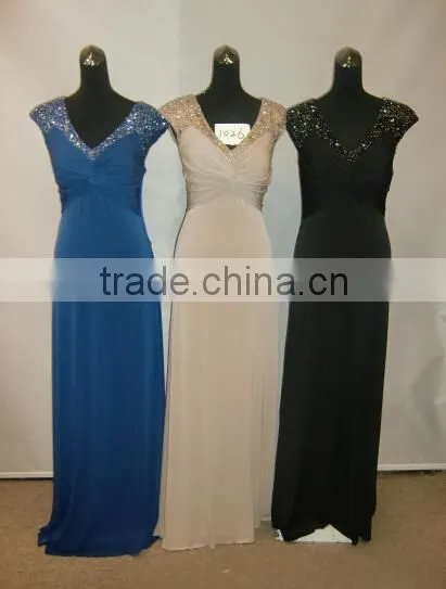 Sleeveless V-neck Beaded Ruffle Coffee Cotton Full Length Elegant Dress photo-4