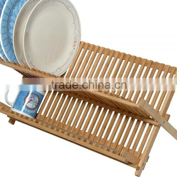 BH002/Hot Sale Exquisite Easy-clean Anti-corrosion Foldaway Bamboo Dish Rack photo-4