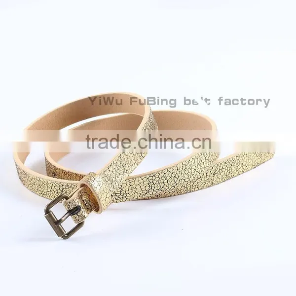 Wholesale Western Women's Silver Cracked Leather Skinny Belt photo-2
