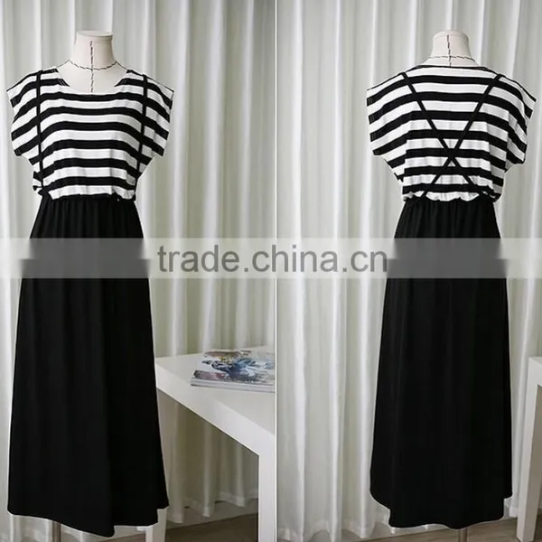 Slim Stripe Suspender Skirt Maternity Dresses Clothes For Pregnant Women photo-4