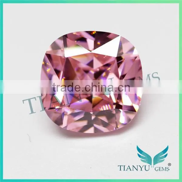 Free Sample Gemstone Processing Wholesale 8x8mm Square Cushion Cut Pink Synthetic Cubic Zirconia photo-2