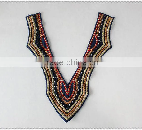 Customized Embroidery Ladies Garment Collar, Black Acrylic Beaded Necklace, Colourful Embroidery Collar for Garment photo-4