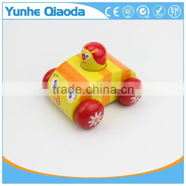 Baby Wooden Sounding Car Toys/ Pull Back Cartoon Mini Wood Car Toys for Kids and Child Gifts photo-2