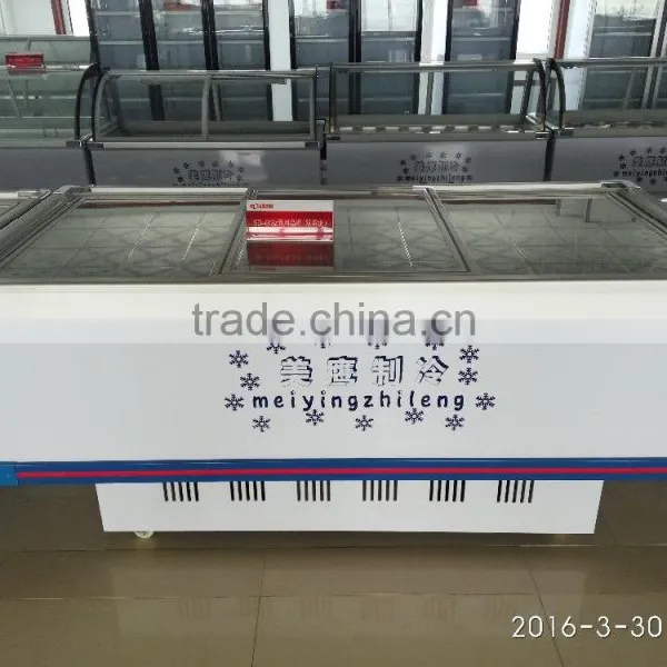 2016 High Quality Commercial Glass Top 568L/618L/818L Meat Freezer Seafood Display Freezer for Supermarket Fish Display Cabinet photo-3