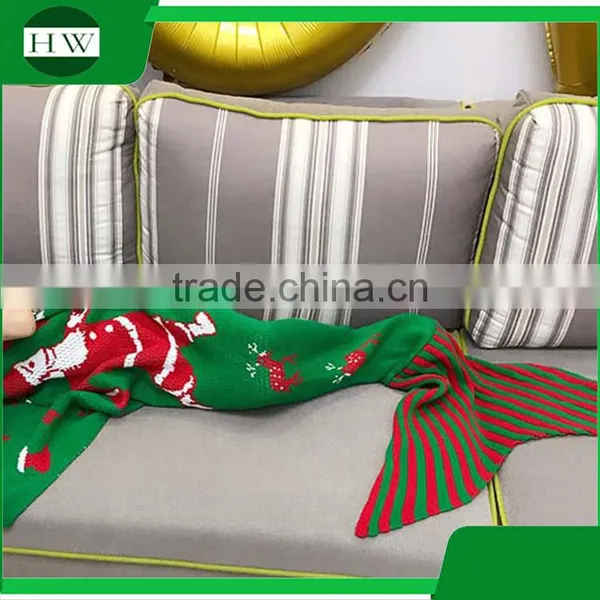 Christmas Gifts Custom Crochet Knitted Fleece Kids Children Baby Mermaid Blanket photo-4