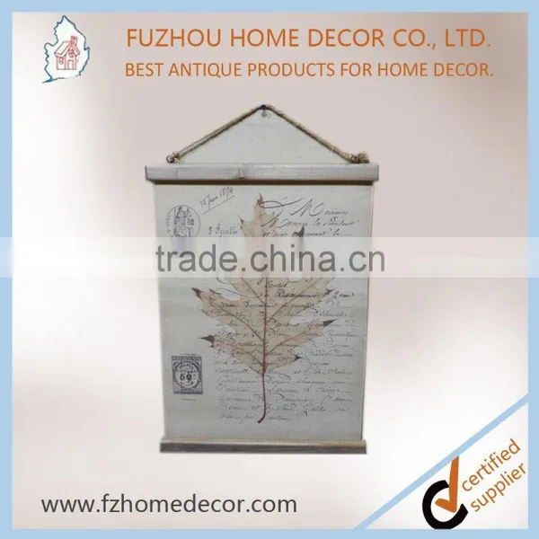 Classical Linen Printing Wall Scroll With Wooden Frame for Home Decor photo-2