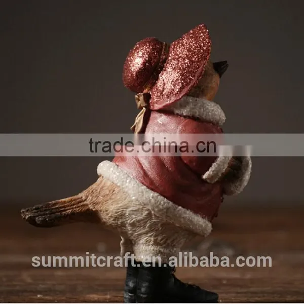 Wholesale Red Bird Figurine Christmas Bird Ornaments photo-3
