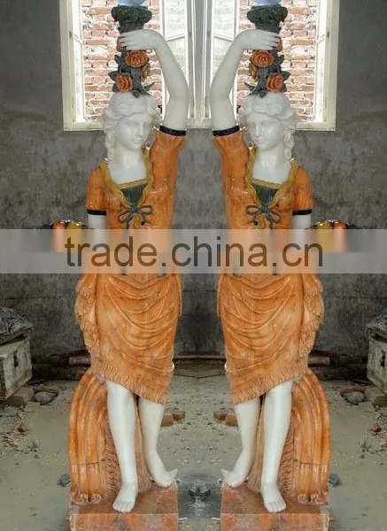 Hand Carved Europe Style Lamp Lady Figure Statue (white / Black / Yellow / Red) photo-4