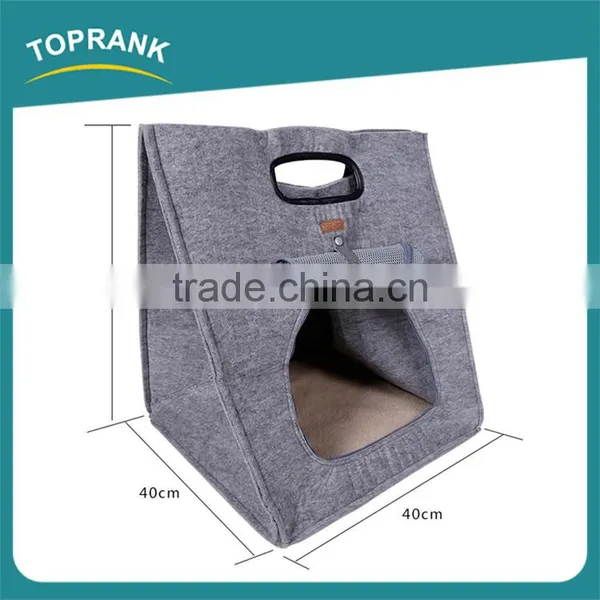 New Design 3 In1 Warm Soft Cat House Dog Bed Felt Cloth Collapsible Portable Pet Carrier photo-4