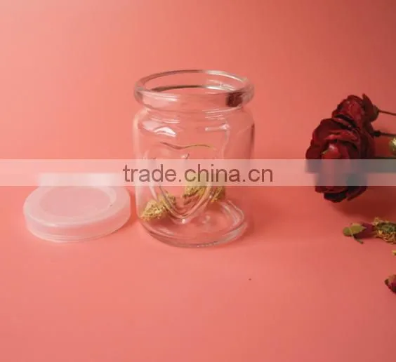 Concise Table Use Heart Belief Glass Jam Jar With Lid photo-3