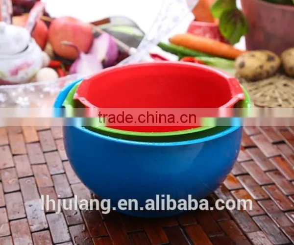 BPA-Free Plastic Mixing Bowl / Plastic 3pcs Salad Mixing Bowl Set