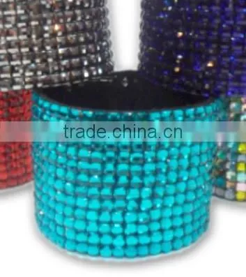 Acrylic Gem Rhinestone Bracelet With Zinc Alloy Locking Part, Hot Sale Gift Leather With Crystal Gem Decoration photo-4