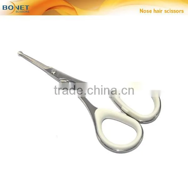 SEM0013 3-1/2'' Mirror Polised Blades Soft Rubber Ring Handle High Quality Round/sharp Point Vibrissa/nose Hair Scissors photo-4