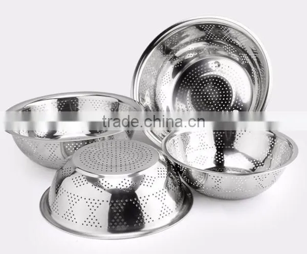 Vegetables Basin Stainless Steel Pots Vegetables Drain Basket Cooking Vegetables Basket Fruit Bowl 28cm photo-5