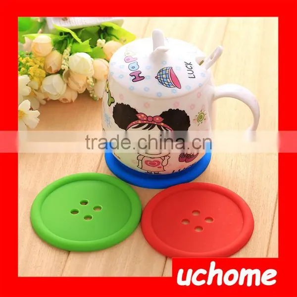 UCHOME 2016 New Colorful Button Shape Silicone Cup Mat/Coaster photo-5