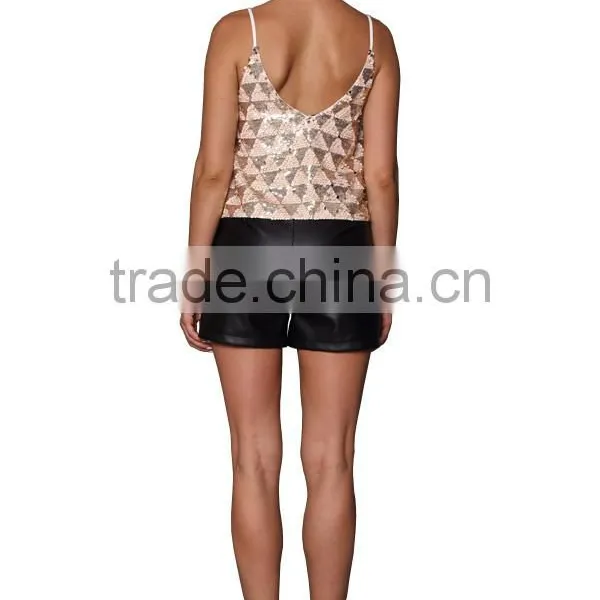 2014 Summer Fashion Design Wholesale Sequin Chiffon Ladies Tops photo-3