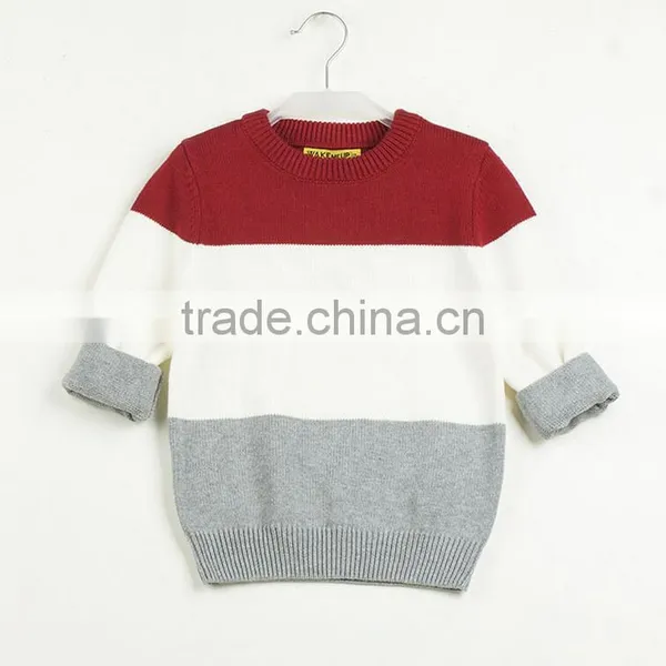 Hot Sale Hand Knitted Wool Kids Sweaters With Ribbing Neck Cotton Sweater Outwear For Children photo-3