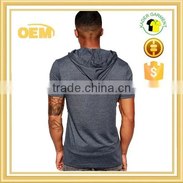 Short Sleeve Men's t Shirt With Hood, Body Fit t Shirts From Garment Factory photo-2