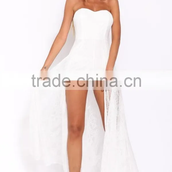 Custom White Lace Dress/White Lace Half Sleeve Dress/White Lace See-through Prom Dress Wholesale Dress photo-2