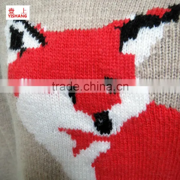 90%Nylon 10%Angora 7GG Fox Jacquard Custom Patterns Lady Sweater photo-2