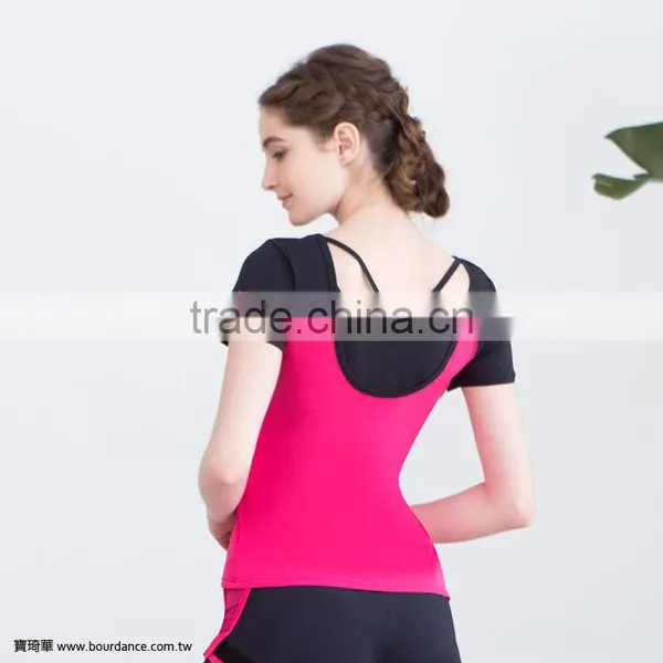 Top Selling Products Women V Back Sport Yoga Fitness Short Sleeve Top photo-2