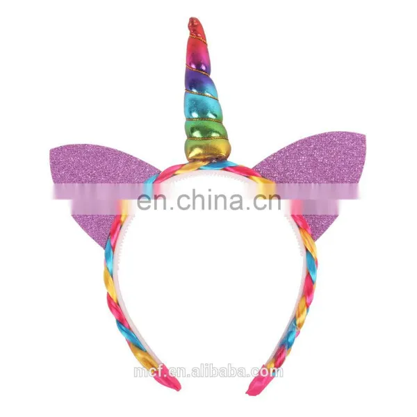 2018 New Design Headwear Flower Unicorn Hairband Cospay Troll Headband With Hair for Kids photo-2