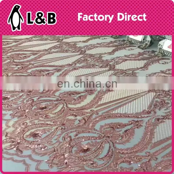 3D Embroidery Cloth Material Mesh Polyester Sequin Fabric photo-6