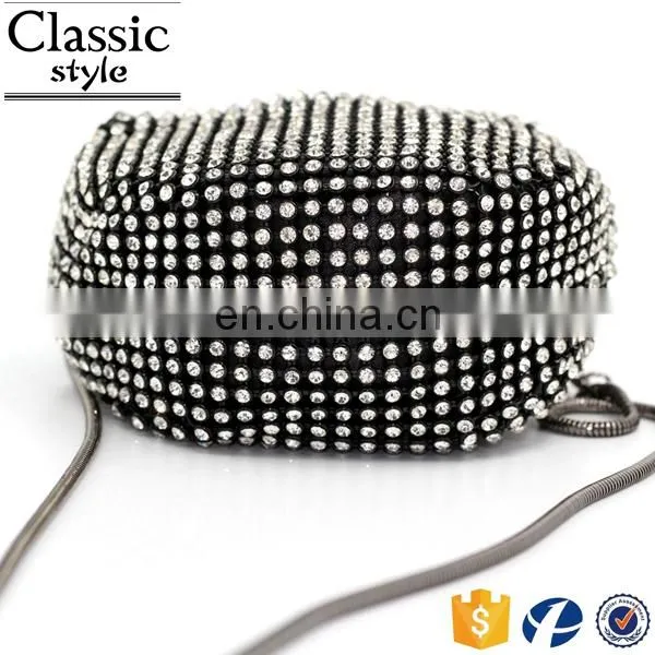 CR More Than 80% Customer Repeat Order Shining Diamond Surface Long Chain Round Shaped Black Zipper New Fashion Mini Coin Purse photo-6