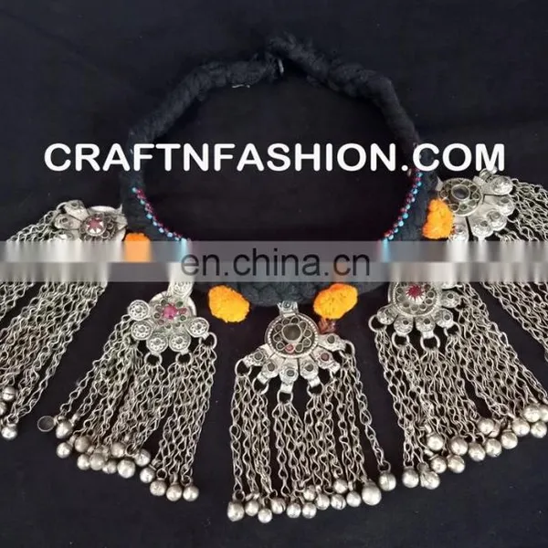 Indian Ethnic Old Coin Jewelry Afghanistan Kuchi Tribal Jewelry 1960s Vintage Beaded Kuchi Tribal Old Coin Necklace photo-3