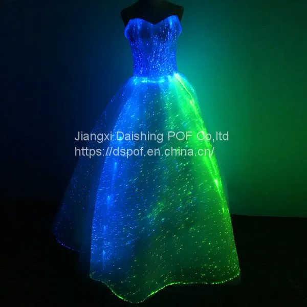 Women Light Up Optical Fabric Clothes Bridal Ball Evening Party Gown Banquet Show Formal Luminous Fiber Optic Wedding photo-4