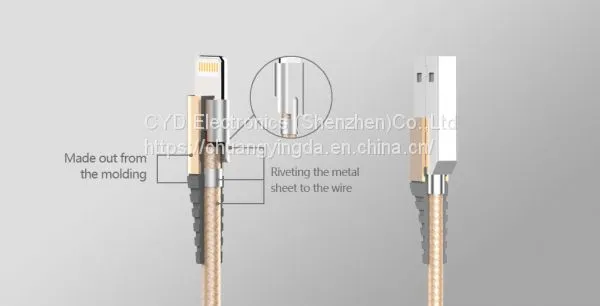 MFi Lightning Cable With Aluminum Connector and Metal Nylon Braided Cable, 1m/1.8m 2.4a photo-2