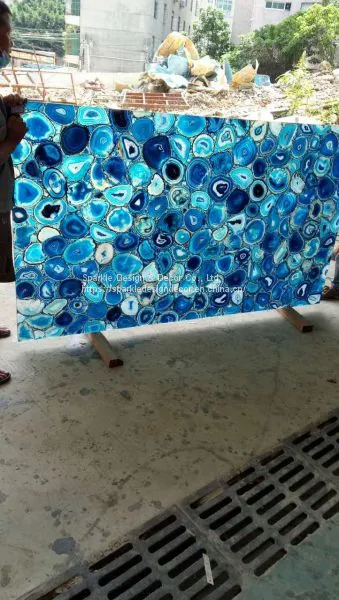 Grade A Luxury Wall Panels Purple Semi-precious Agate Stone Slabs for Hotel photo-4