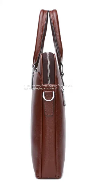 New Men's Leather Handbag Cross-sectional Business Bag photo-3