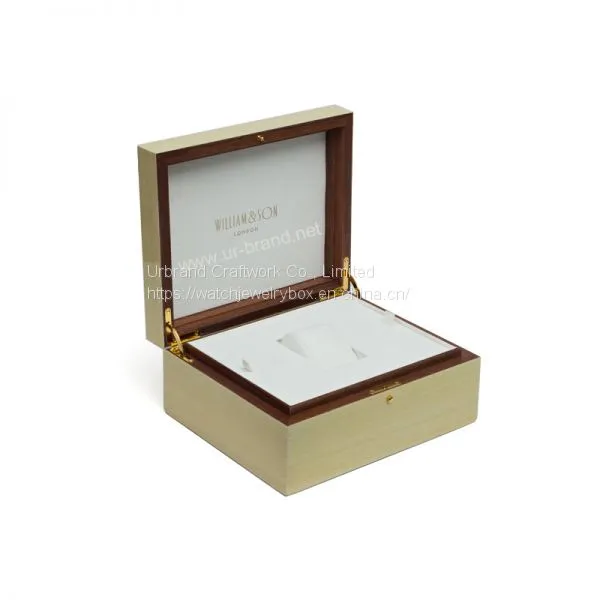 China Popular Luxury Wood Grain Painting Watch Packaging Box Custom Design Branded Solid Wooden Watch Box for Wholesale photo-2