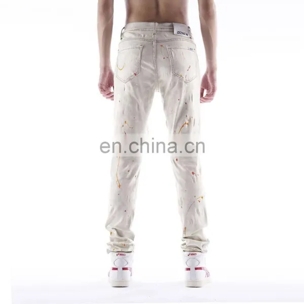 DiZNEW CUSTOM PRINTING WHITE SLIMMING PANTS DENIM JEANS FOR MEN photo-4