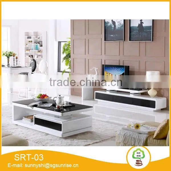 Modern Style High Glossy Lacquer TV Stand Coffee Table Set photo-3