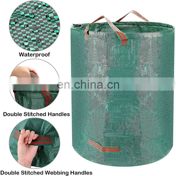 Heavy Duty 120L Reusable Hard Bottom Yard Lawn and Leaves Green Garden Waste Bag photo-2