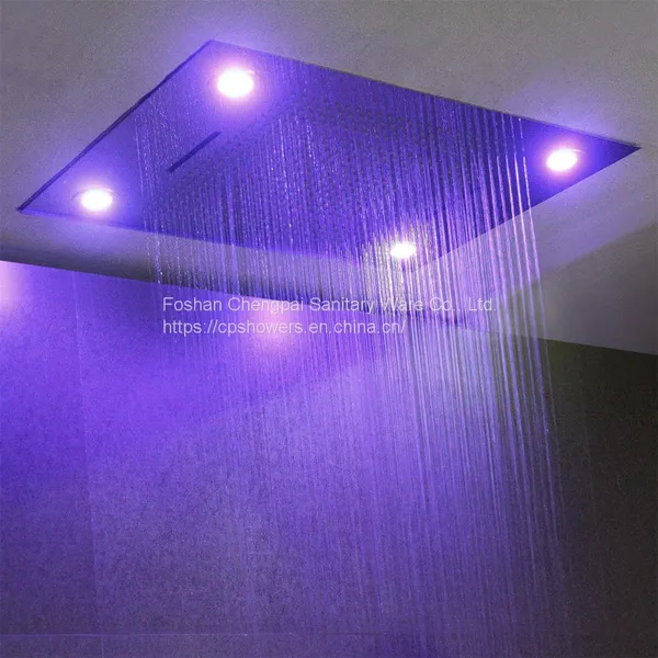 LED Shower Set Stainless Steel Sanitary Shower System Four Function Chromotherapy Showerhead photo-3