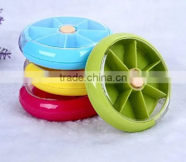 7 Day Round Rotating Press Button Plastic Pill Case/ Plastic Pill Box photo-5