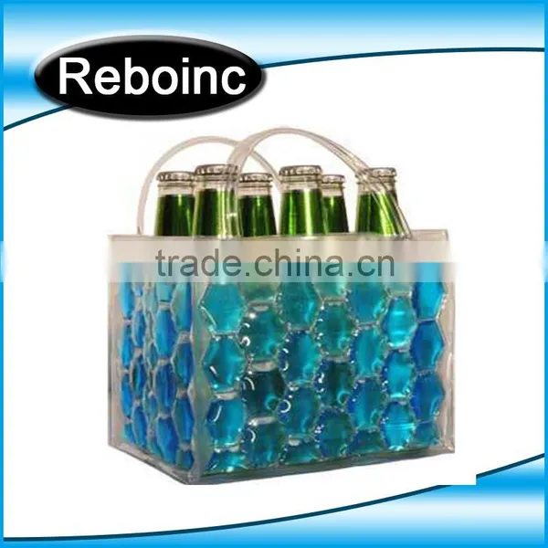 Free Sample Design Printed Various Color Transparent PVC Plastic Carryingpvc Ice Bag Wine Beer Bottle Ice Cooler Bag photo-4