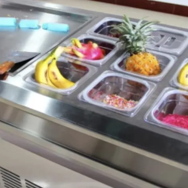Commercial Fried Ice Cream Roll Machine With Single Square Pan and Double Pan Nine Barrels photo-5