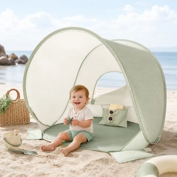 Pop Up Baby Tent With UV Protection, Portable Baby Beach Essentials, 35.4