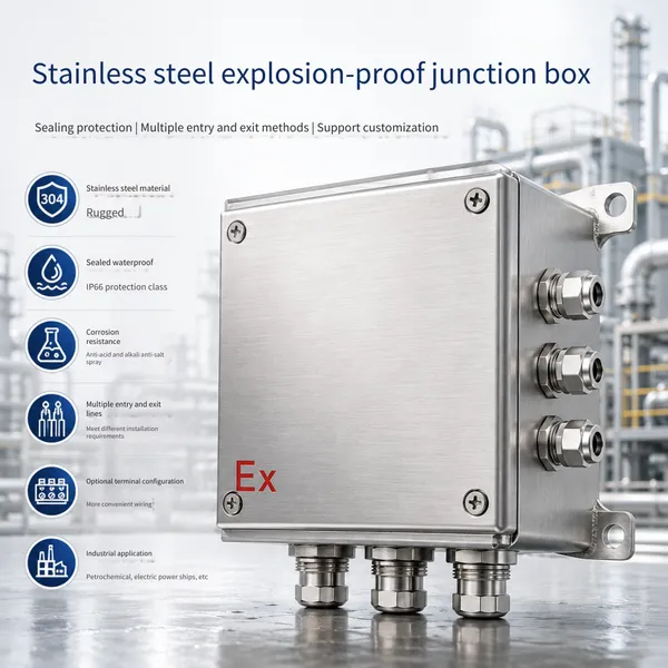 Stainless Steel Explosion-proof Junction Box, Outdoor Waterproof and Dustproof Terminal Distribution Box, Empty Box With Multiple Holes for Cable Entry and Exit, Non-standard Customization