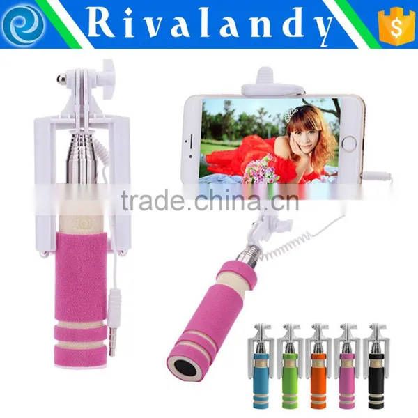 Portable Mini Folding Mobile Phone Wired Self Selfie Sticks For Iphone SamsungBuilt-in Shutter Camera Monopod Supplier's Choice