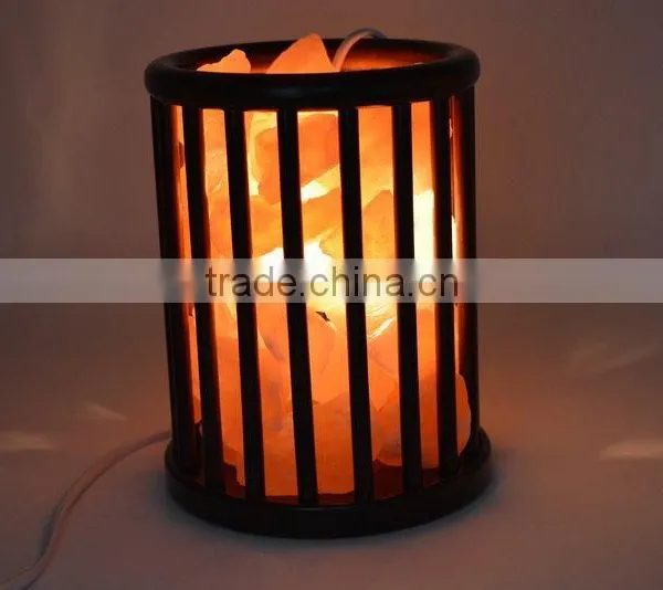 Himalayan Natural Rock Salt Lamp With Wood Art photo-2