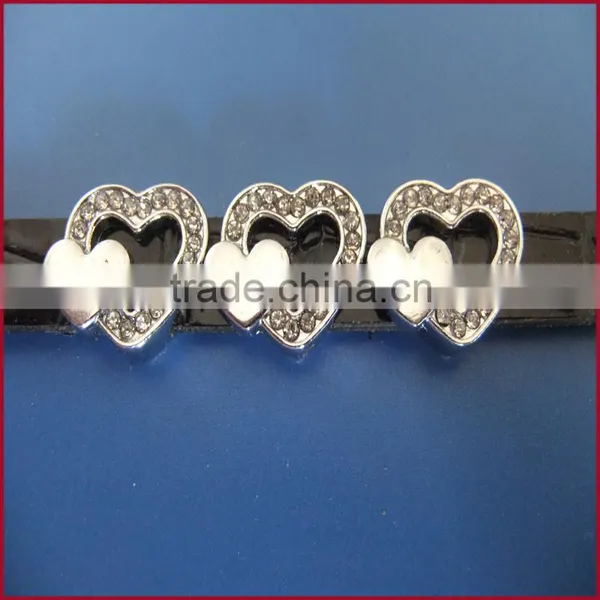 DIY 10mm Inner Width Heart Shaped Slide Charms Factory Direct Wholesale Zinc Alloy Accessories photo-2
